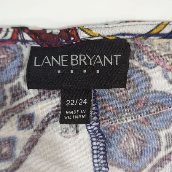 Lane Bryant Womens Top 22/24 Multicolor Paisley Print Blouse Tie Waist - Picture 6 of 9